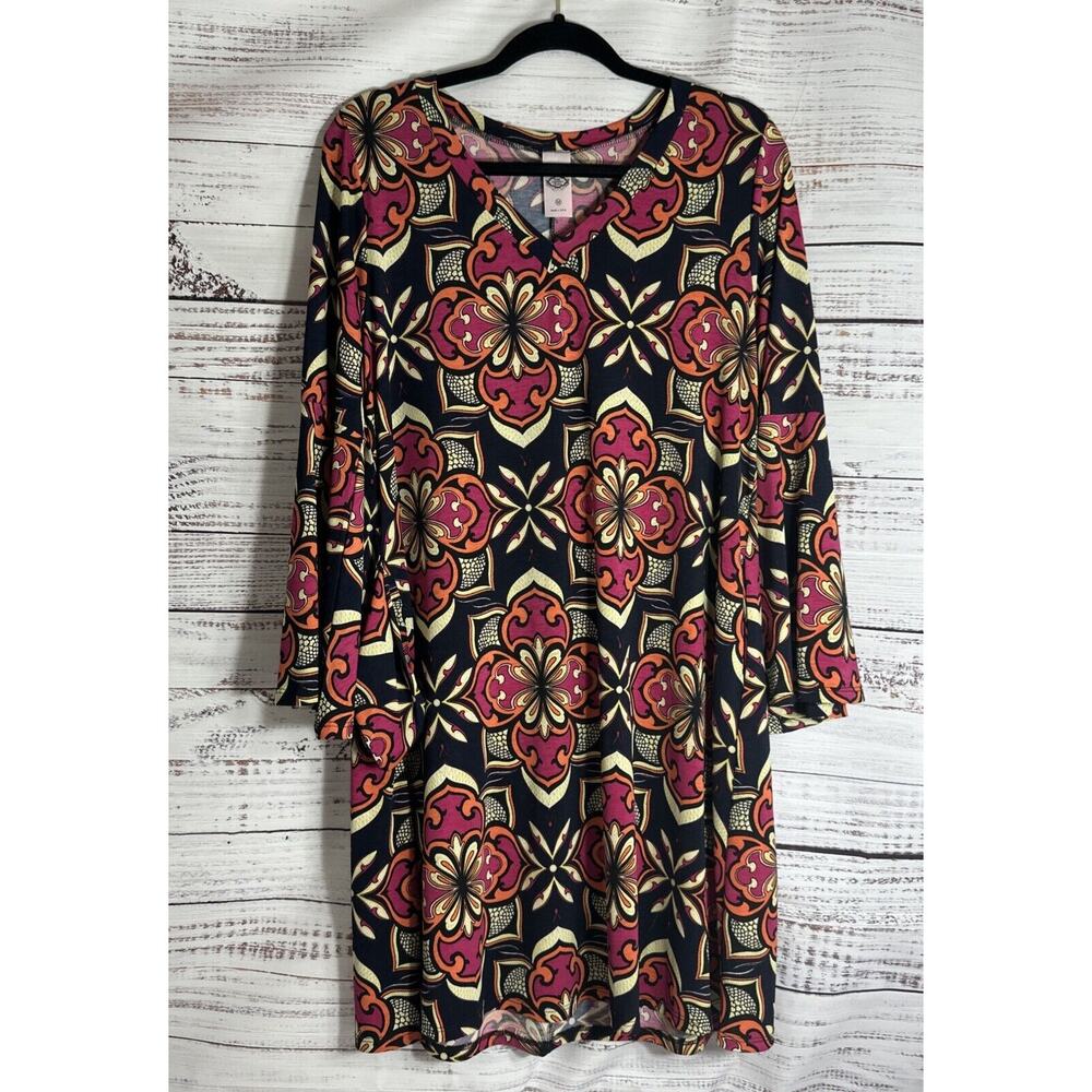 Pink Coconut boutique Dress Pockets Womens Medium Floral 3/4 Sleeve